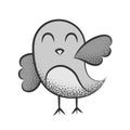 Grey bird illustration saying hello with itÃ¢â¬â¢s wing Royalty Free Stock Photo